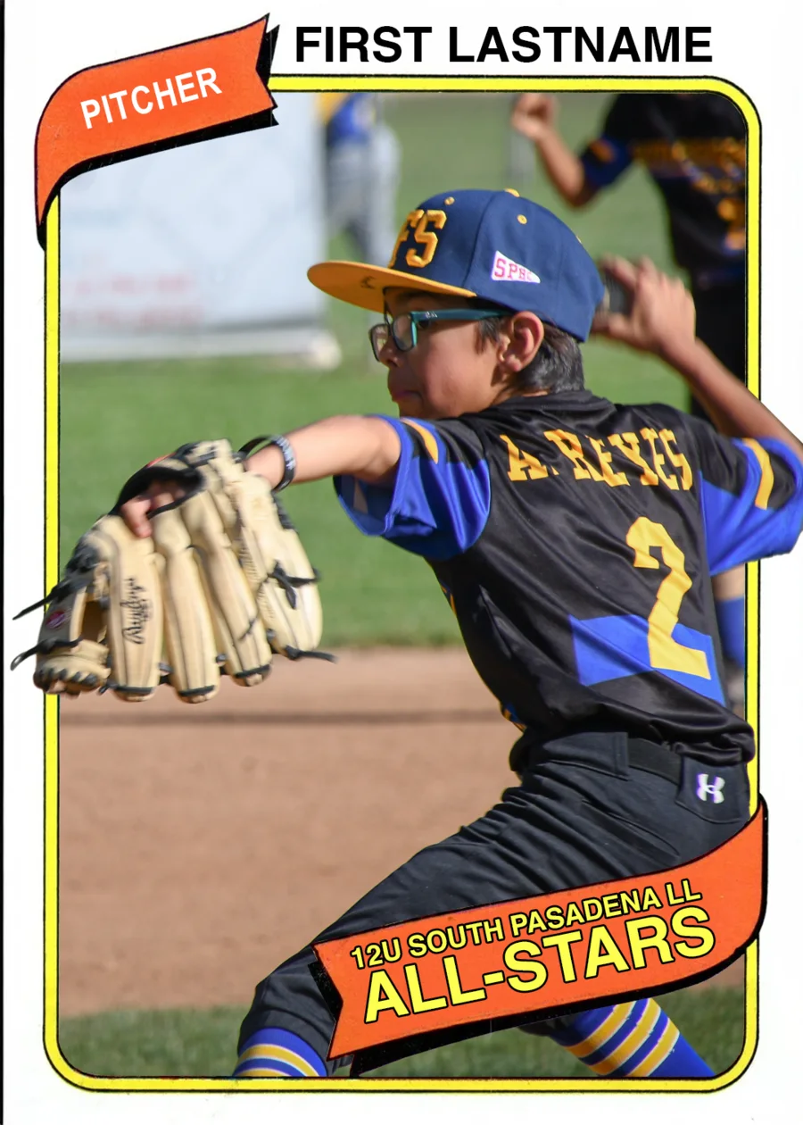Custom baseball card in a 1980 Topps style, printed sample