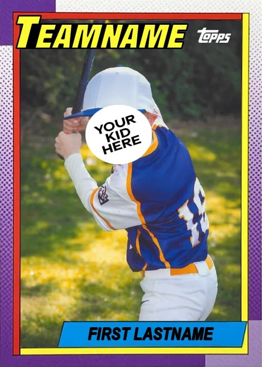 Front of a custom baseball card in a 1990 Topps style